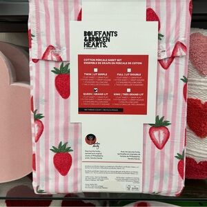 Strawberry Print Bed Sheets Set Pink Striped Bedding 🍓💕🍓